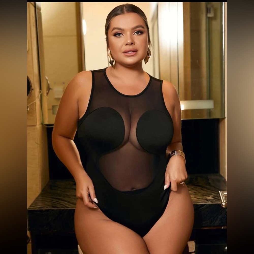 Contrast Mesh Tank Bodysuit